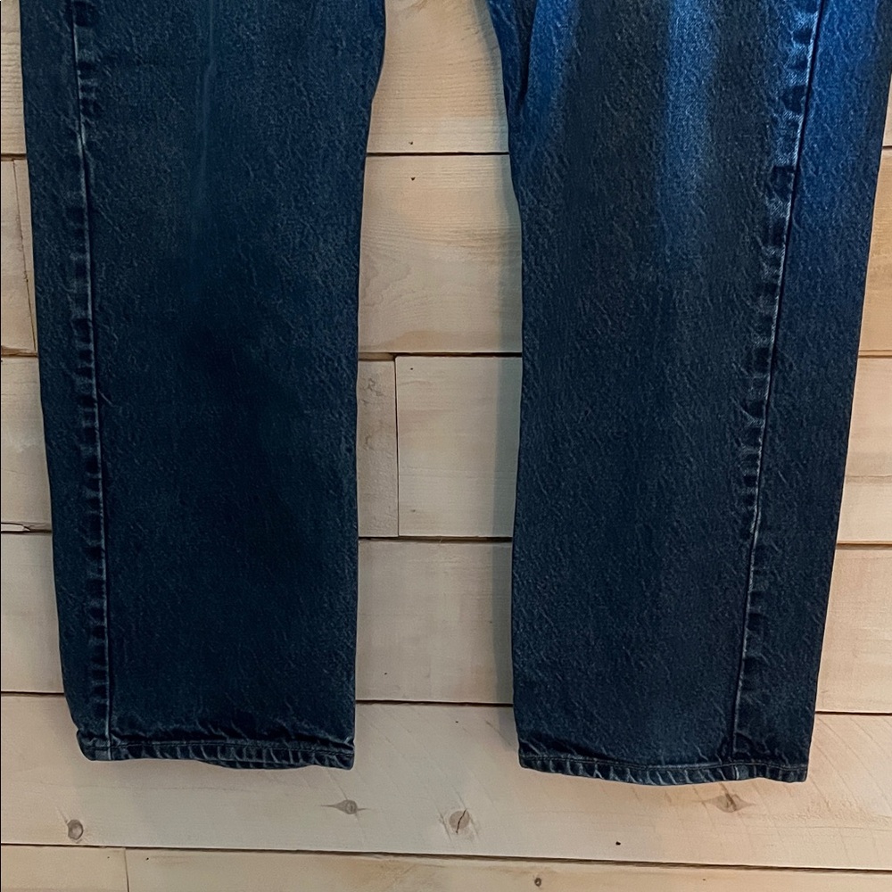 Levi's 505 Dark Wash Regular Fit Blue Straight Jeans 42 x 30 - Picture 4 of 7